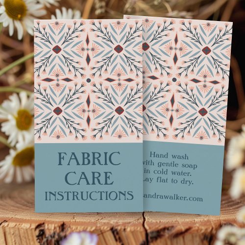 Care INSTRUCTIONS Elegant Floral Tiles Pink Business Card