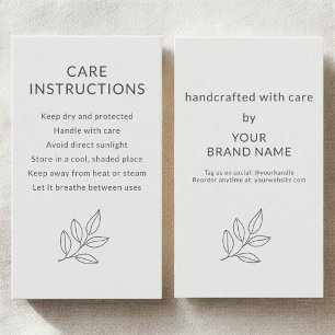 Care Instructions Neutral Botanical Small Business Card
