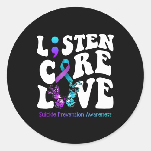 Care Love Butterfly Suicide Prevention Awareness  Classic Round Sticker