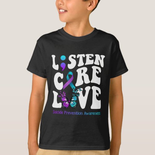 Care Love Butterfly Suicide Prevention Awareness  T_Shirt