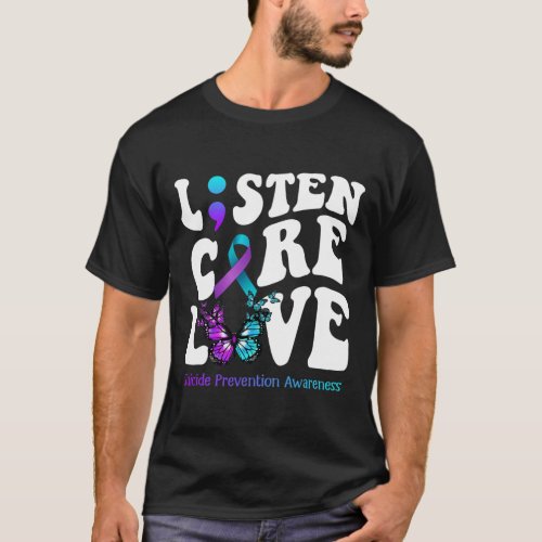 Care Love Butterfly Suicide Prevention Awareness  T_Shirt