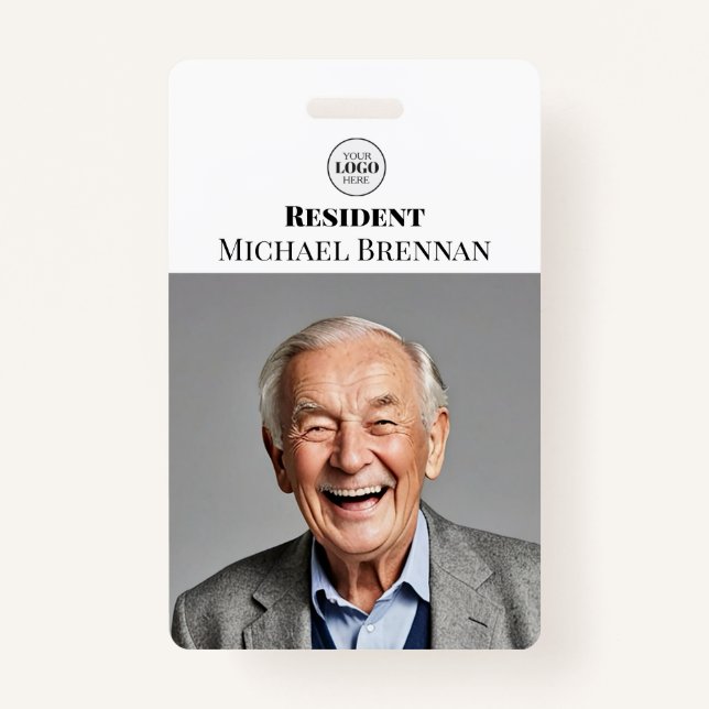 Care Nursing or Retirement Resident Photo ID  Badge (Front)