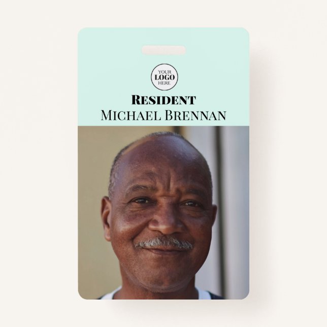Care Nursing or Retirement Resident Teal Photo ID  Badge (Front)
