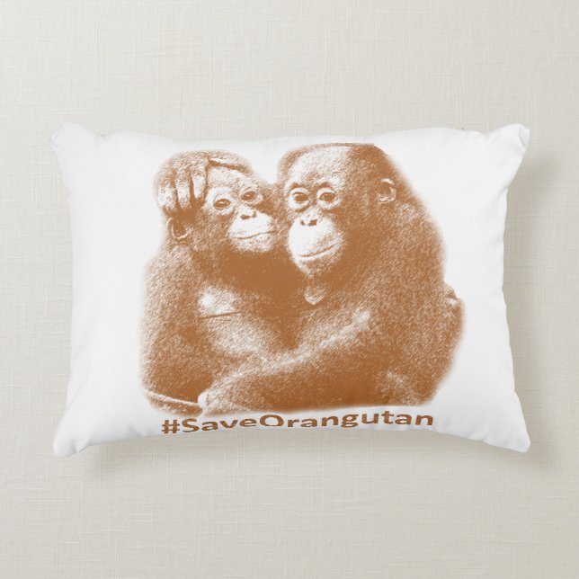 Care Orangutan Decorative Pillow (Front)