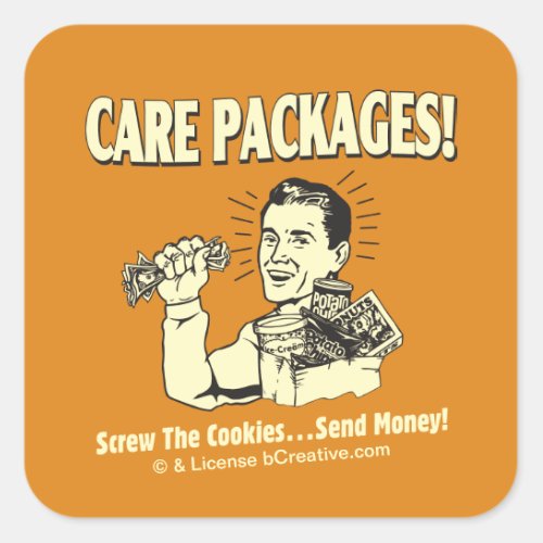 Care Packages Screw Cookies Send  Square Sticker