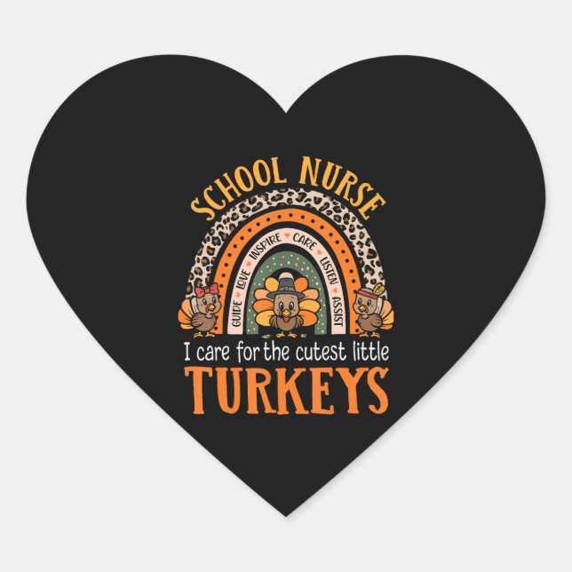 Care Thanksgiving For School Nurse Cute Lion Cutes Heart Sticker (Front)