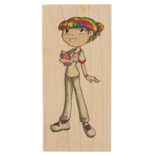 Care Wood Flash Drive (Front Vertical)