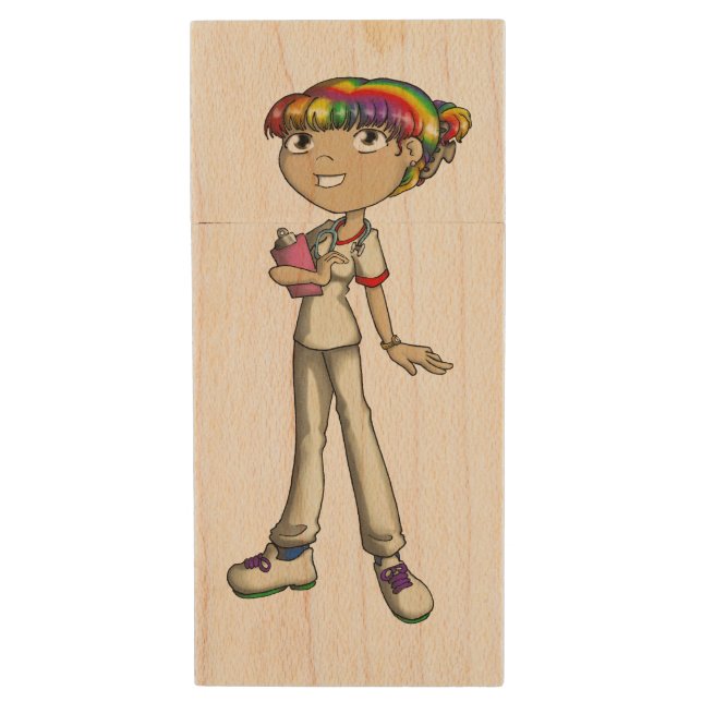 Care Wood Flash Drive (Front Vertical)
