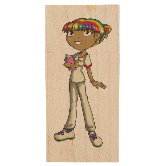 Care Wood Flash Drive (Front Vertical)