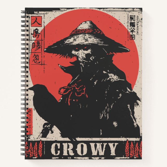 carecrow with Crow | Japanese-Inspired Folklore Notebook (Front)