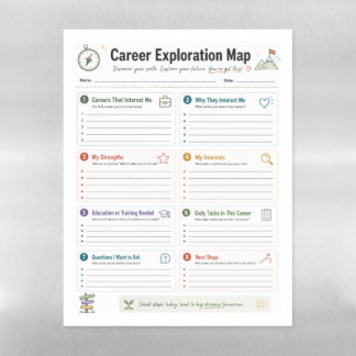 Career Exploration Map Magnetic Dry Erase Sheet