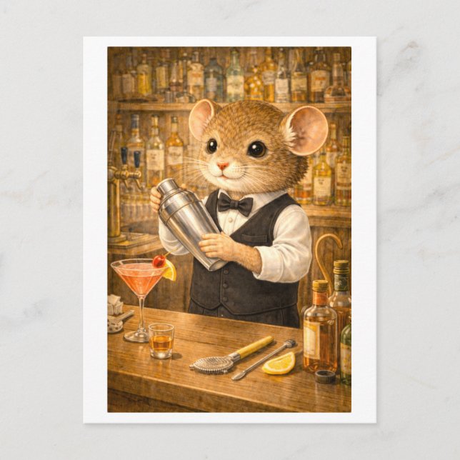 Career Mouse as Bartender Postcard (Front)