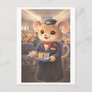 Career Mouse as Flight Attendant Postcard