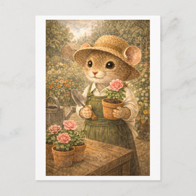 Career Mouse as Gardener Postcard (Front)