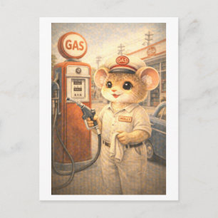 Career Mouse as Gas Station Attendant Postcard