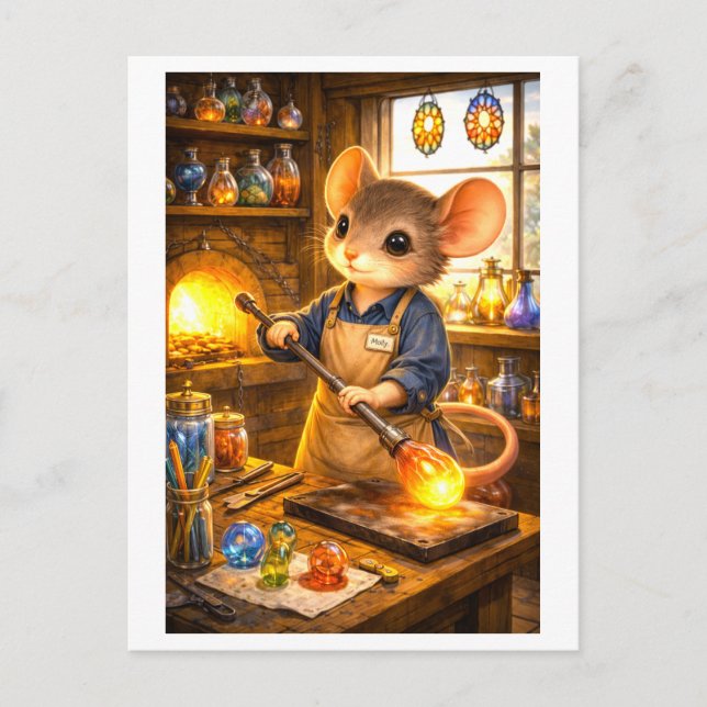 Career Mouse as Glass Blower Postcard (Front)