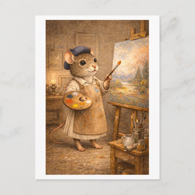 Career Mouse as Painter Postcard (Front)