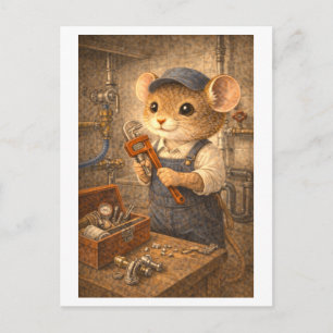 Career Mouse as Plumber Postcard