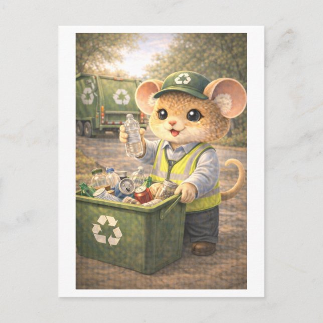 Career Mouse as Recycling Collector Postcard (Front)