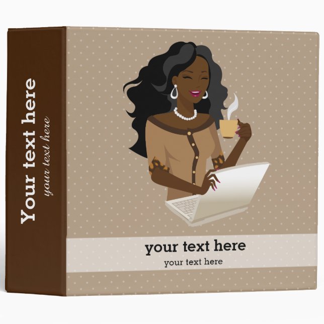 Career woman black hair 3 ring binder (Front/Spine)