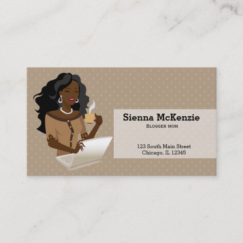 Career Woman black hair Business Card
