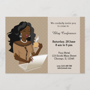 Career woman black hair invitation