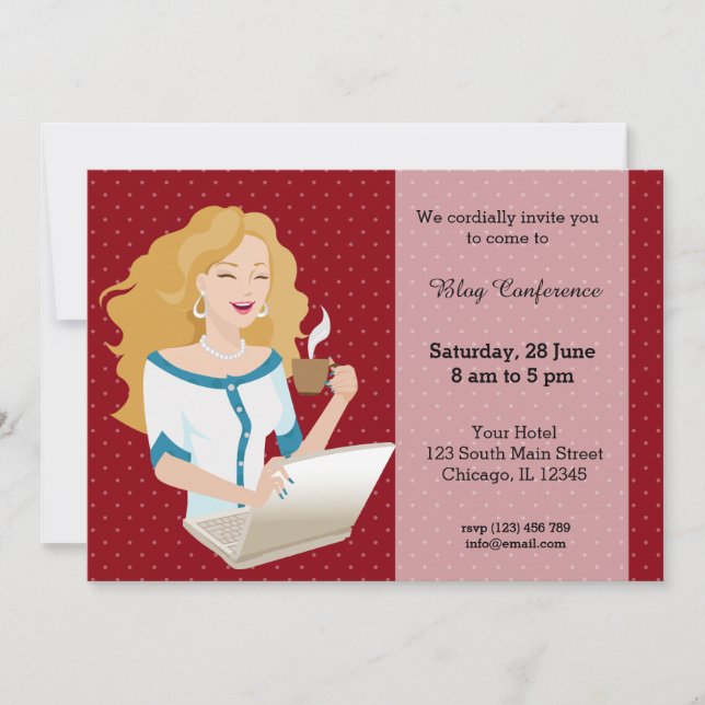 Career woman blonde hair invitation (Front)