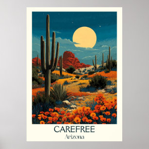 Carefree Arizona Vintage Travel Poster Retro Des