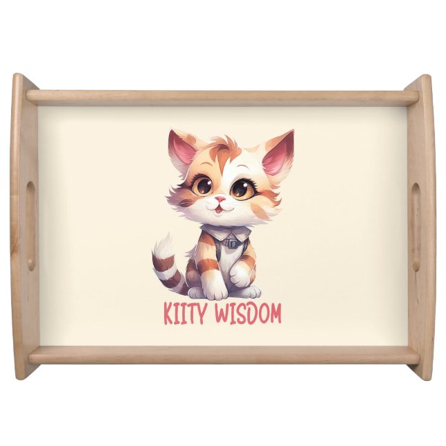 Carefree Cat Attitude – Playful Feline Design Serving Tray (Front)
