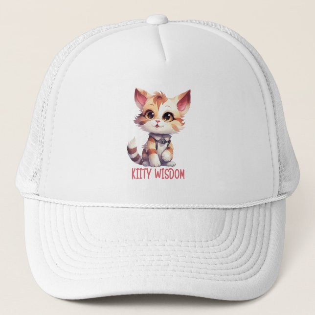 Carefree Cat Attitude – Playful Feline Design Trucker Hat (Front)