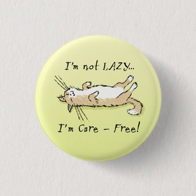 Carefree Cat Pinback Button (Front)
