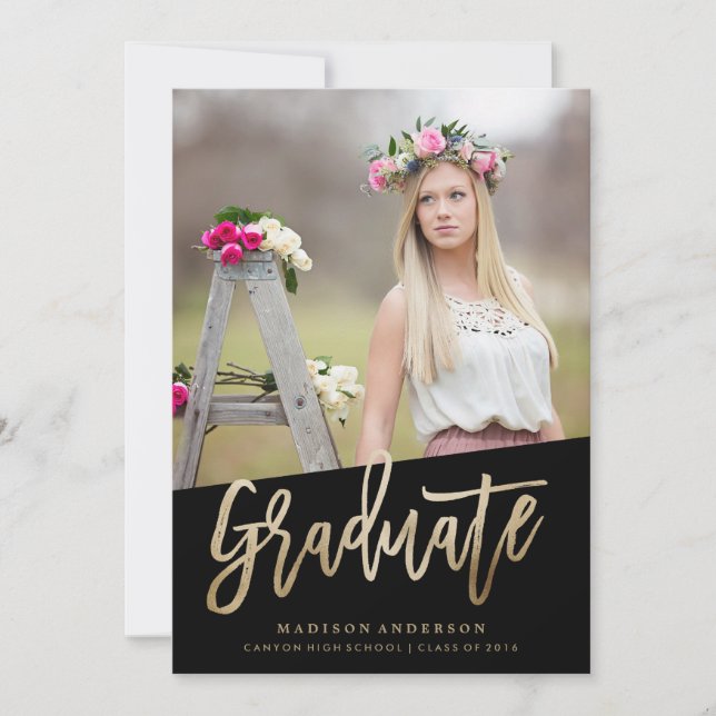 Carefree Faux Foil Graduation Invitation (Front)