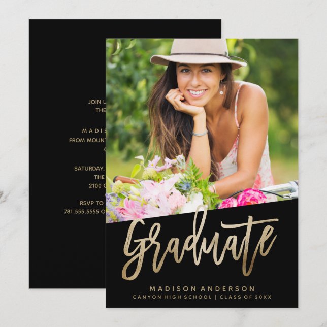 Carefree Faux Foil Graduation Invitation (Front/Back)