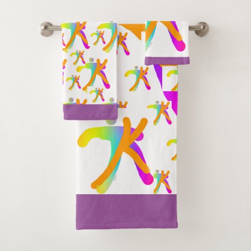 Carefree Monogram K Kids  Bath Towel Set