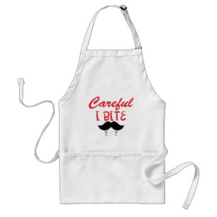 Careful I Bite – Mustache and Vampire Teeth Adult Apron