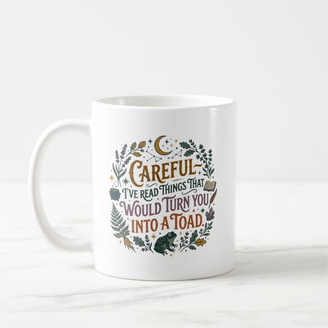 Careful I've Read Things Funny Book Witch Quote  Coffee Mug (Left)