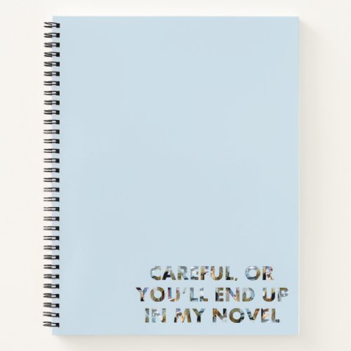 Careful or youll end up in novel faces Writer Notebook