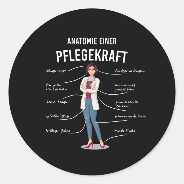 Caregiver Anatomy Classic Round Sticker (Front)