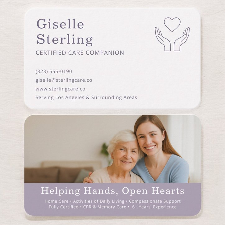 Caregiver And Senior Companion Business Card