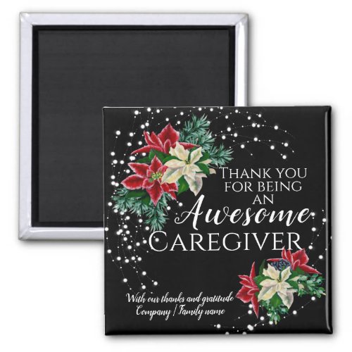 Caregiver Appreciation Festive Floral Black Magnet