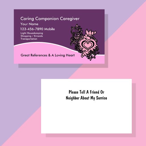 Customizable Caregiver Business Cards