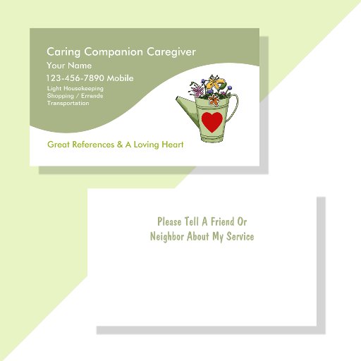 Customizable Caregiver Business Cards