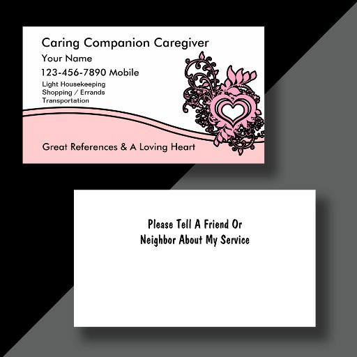 Customizable Caregiver Business Cards