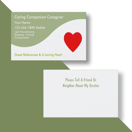 Customizable Caregiver Business Cards
