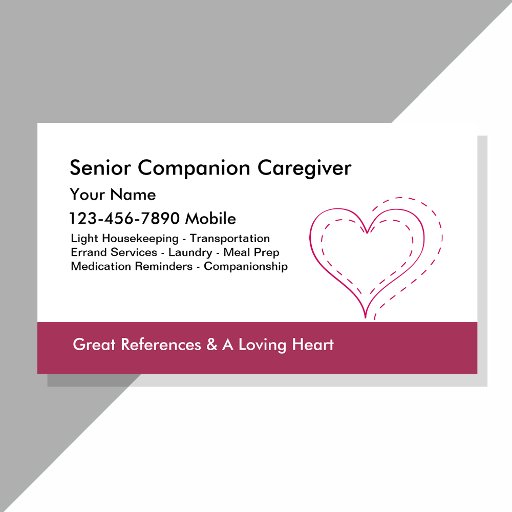 Customizable Caregiver Business Cards