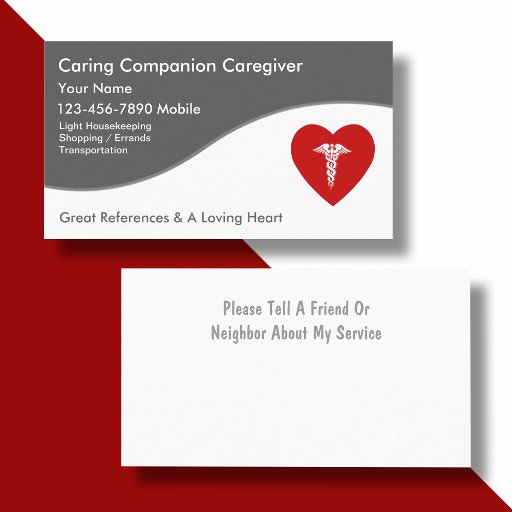 Customizable Caregiver Business Cards
