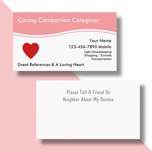 Customizable Caregiver Business Cards