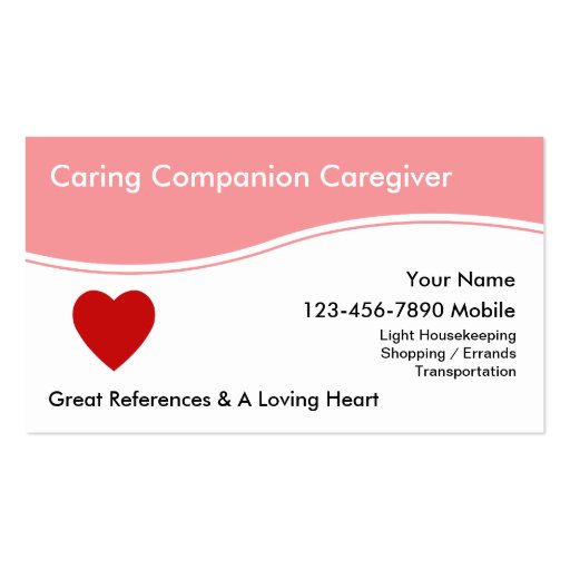 Caregiver Business Cards Templates