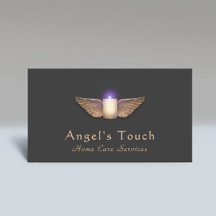 Caregiver Candle with Angel Wings Business Card