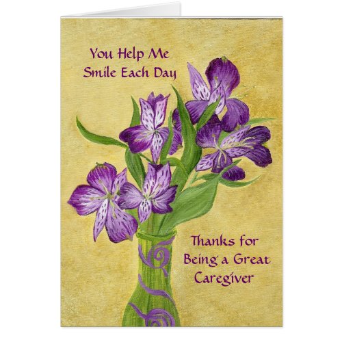 Caregiver Card with Purple Flowers